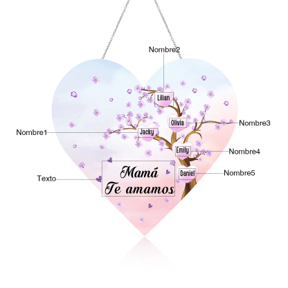A mi mamá/abuela-Lámpara Colgante Personalizada con 2-8 Nombres y Texto "árbol" 3D Ilusión Luz de Noche-Jessemade ES