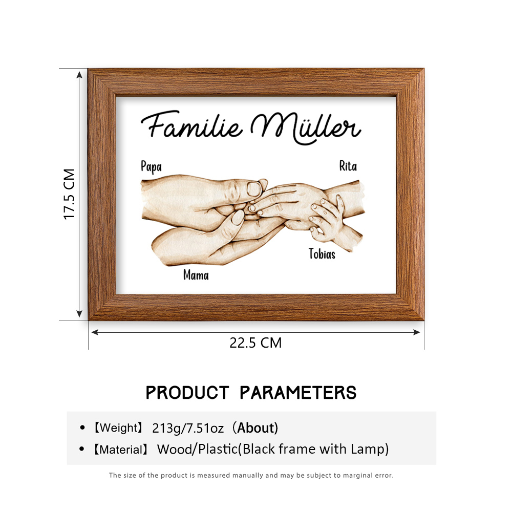 A mi papá-Marco de madera mano a mano 4 nombres personalizados con texto-Jessemade ES
