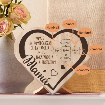Adorno personalizado con 2-6 nombres decoración de madera en forma de corazón para mi mamá-Jessemade ES