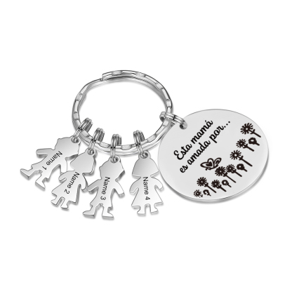 A mi mamá - Llavero con 4 nombres personalizados en "niños"-Jessemade ES