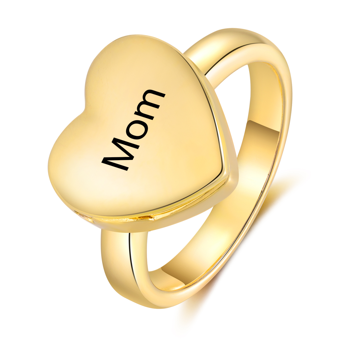 Anillo con corazón abierto personalizado con 1 foto y 1 texto-Jessemade ES