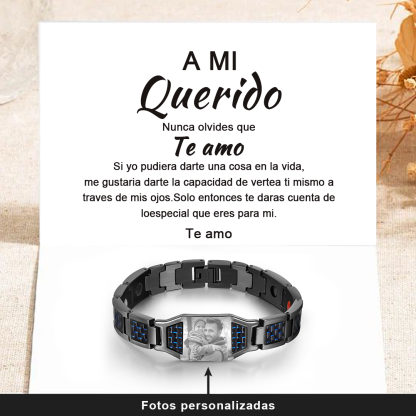 A mi querido-Pulsera magnética para hombre Pulsera con 1 foto personalizada