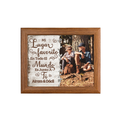 Marco de 1 foto de madera para pareja 2 nombres personalizados-Jessemade ES