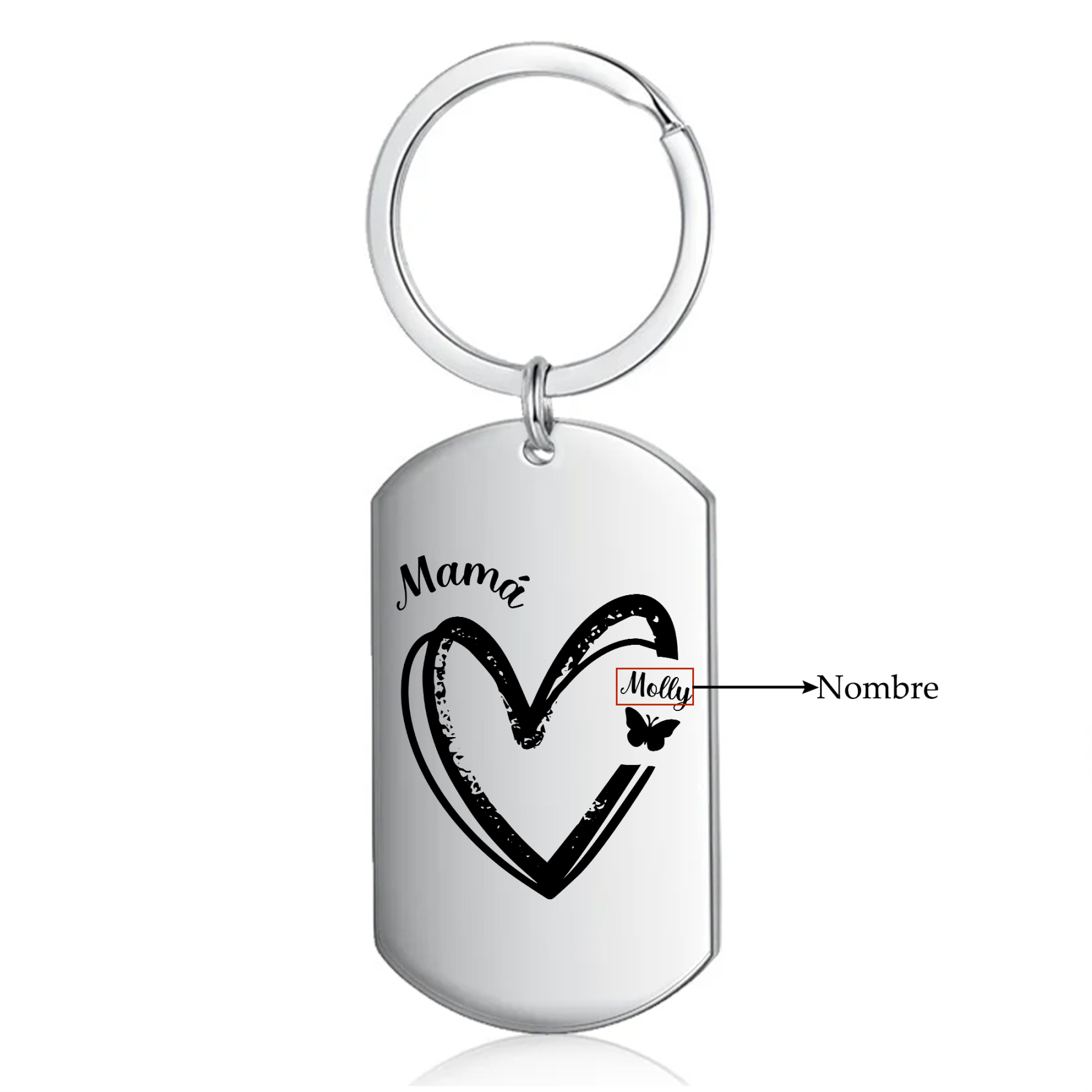 A mi mamá-Llavero 1-6 Nombres Personalizados CORAZÓN Y MARIPOSAS-Jessemade ES