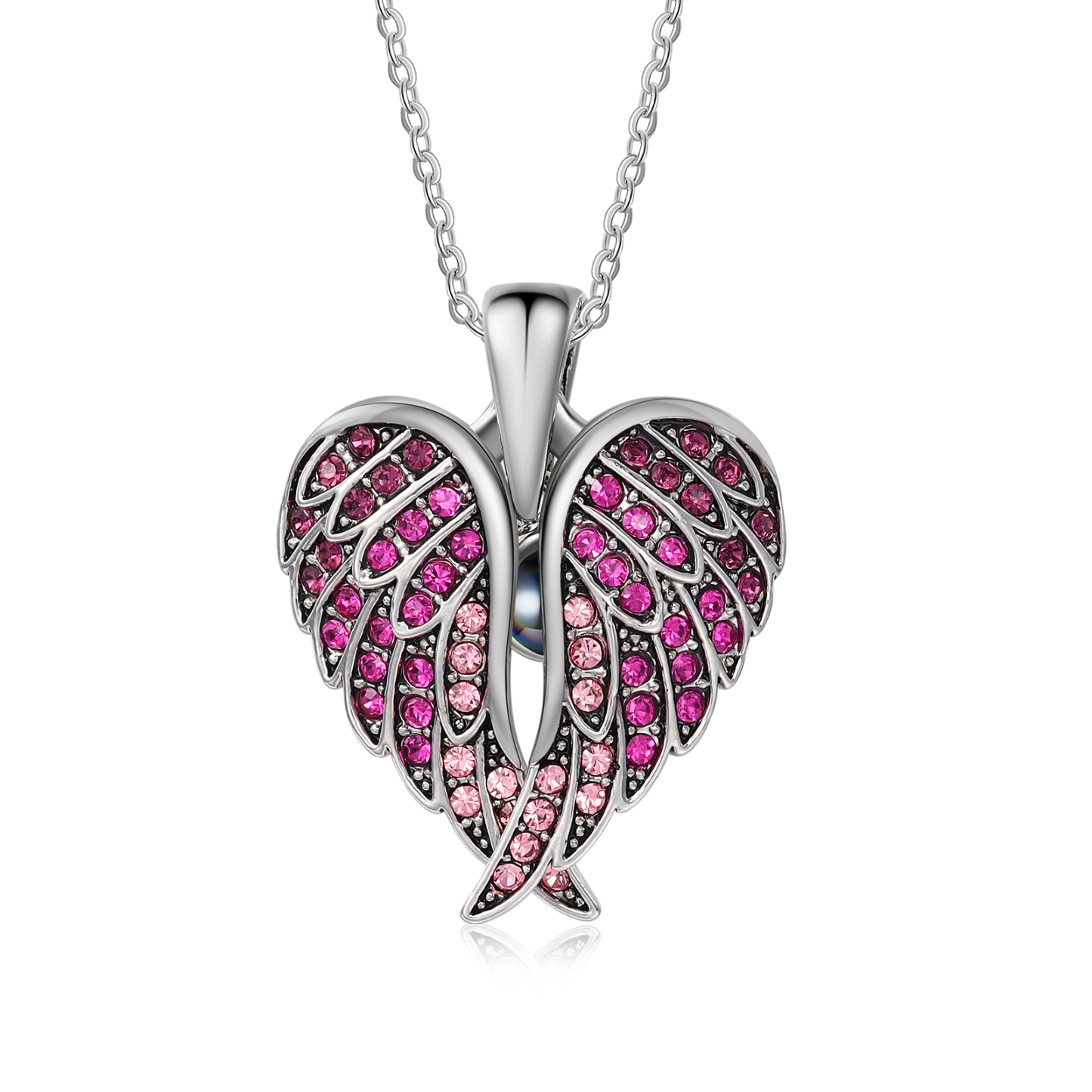 Collar de alas de ángel abiertas personalizado con 1 foto en proyección-Jessemade ES