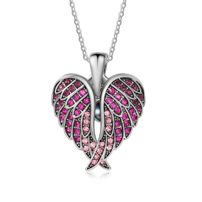 Collar de alas de ángel abiertas personalizado con 1 foto en proyección-Jessemade ES