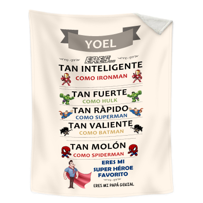 A mi padre-Manta de buen calidad eres mi héroe y personalizada con 1 nombre-Jessemade ES