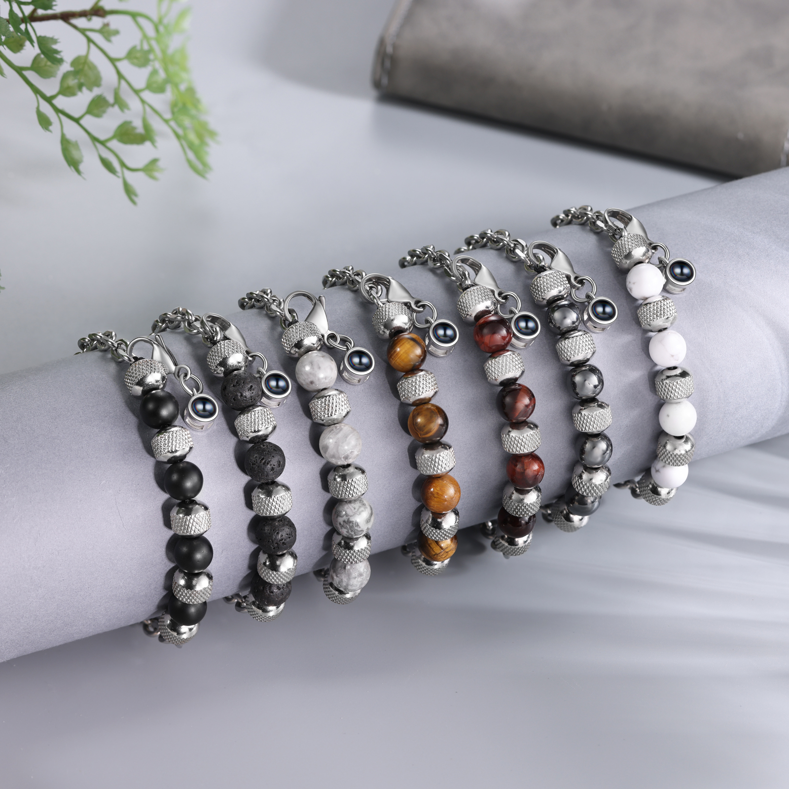 Pulsera de piedras con colgante de proyección de foto en color -Jessemade ES