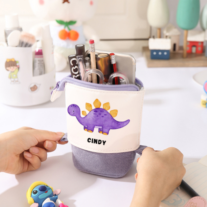 Estuche personalizado con nombre con diseños coloridos de dinosaurio para niños
