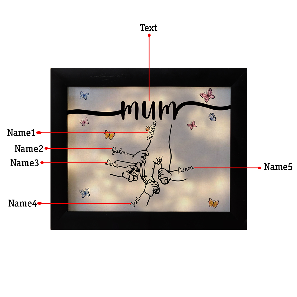 A mi mamá-Marco de 2-7 nombres y 1 texto personalizados de plástico con lámpara-Jessemade ES