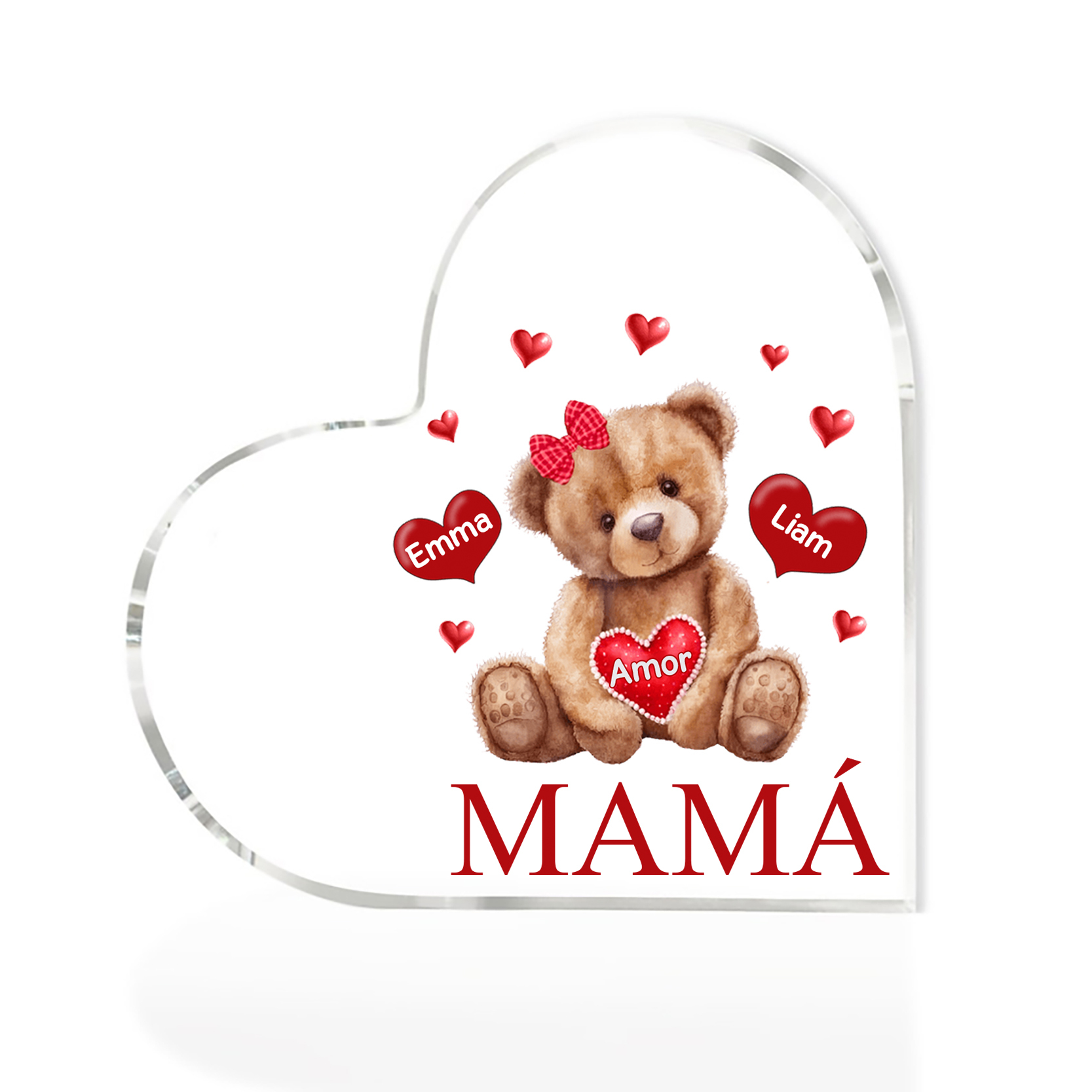 A mi mamá/abuela-Placa de acrílico "Nosotros" en forma de corazón 2 nombres y 1 texto personalizados-Jessemade ES