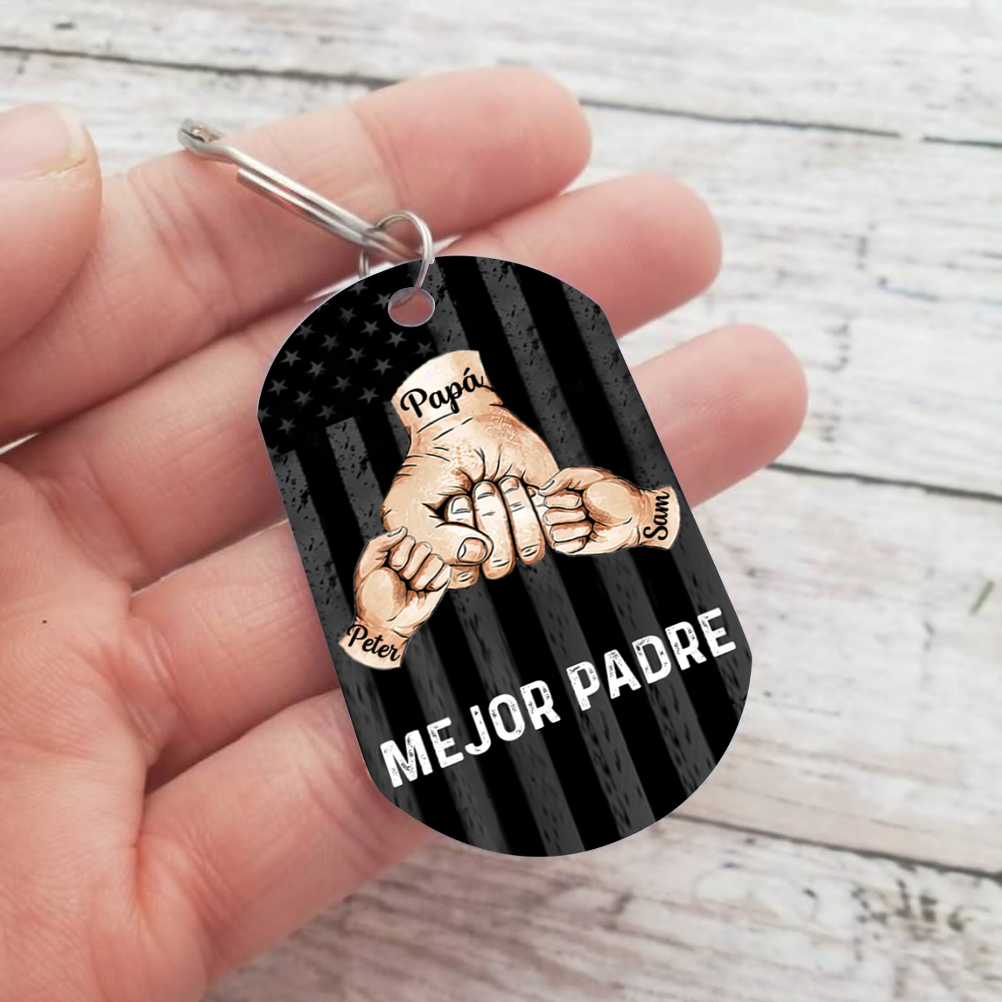 A mi papá-Llavero 1-7 Nombres Personalizados Puño con Puño-Jessemade ES
