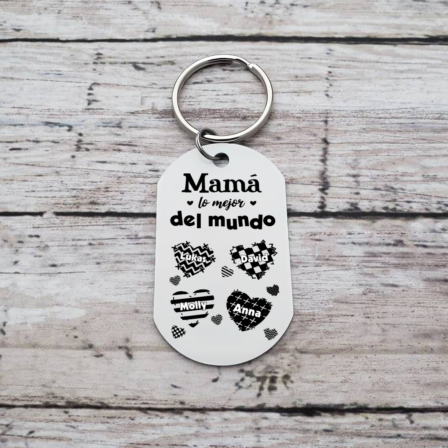 A mi mamá-Llavero 1-6 Nombres Personalizados CORAZONES-Jessemade ES