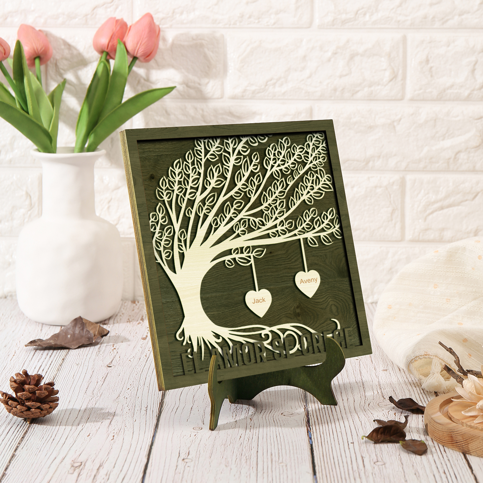 A mi mamá/abuela-Adorno 2-8 nombres personalizados decoración de madera árbol de la vida-Jessemade ES