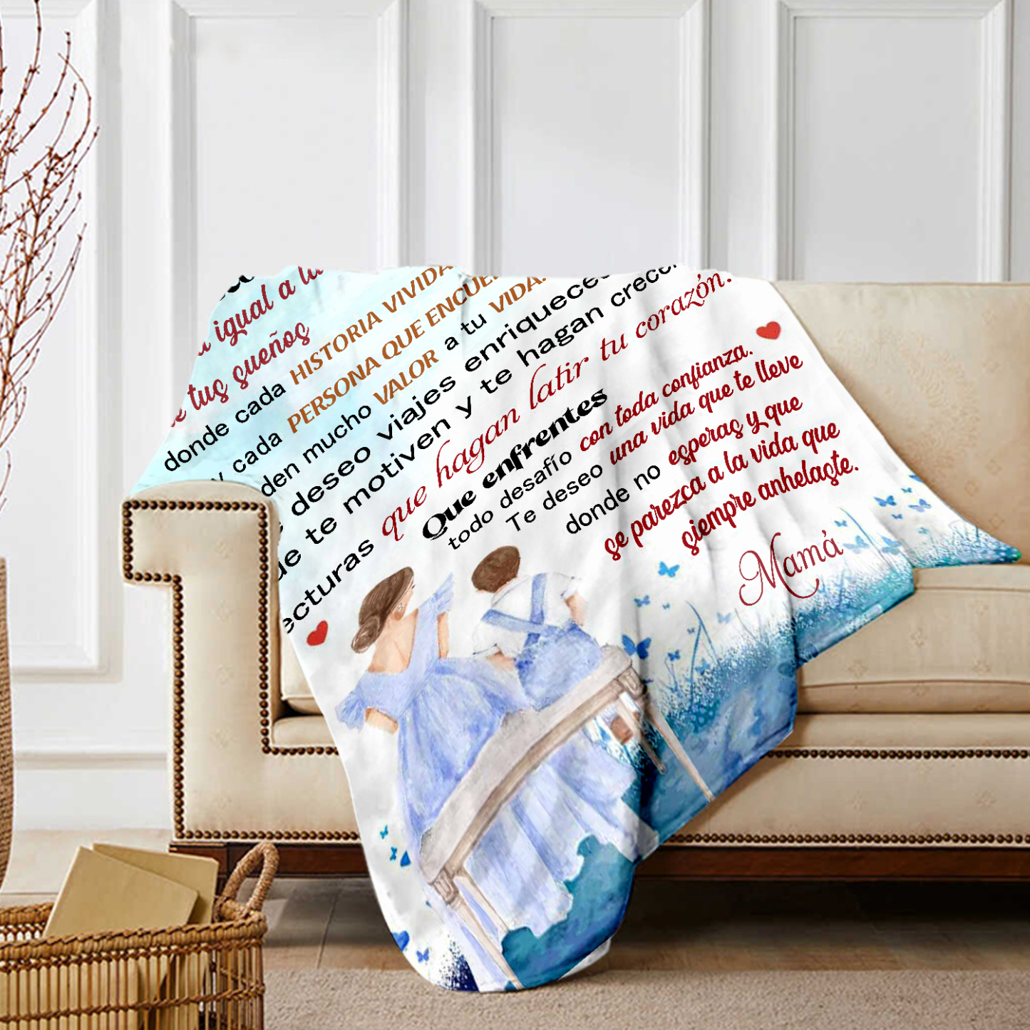 A mi hija-Manta de buen calidad con frase amoroso y personalizada con 1 nombre-Jessemade ES