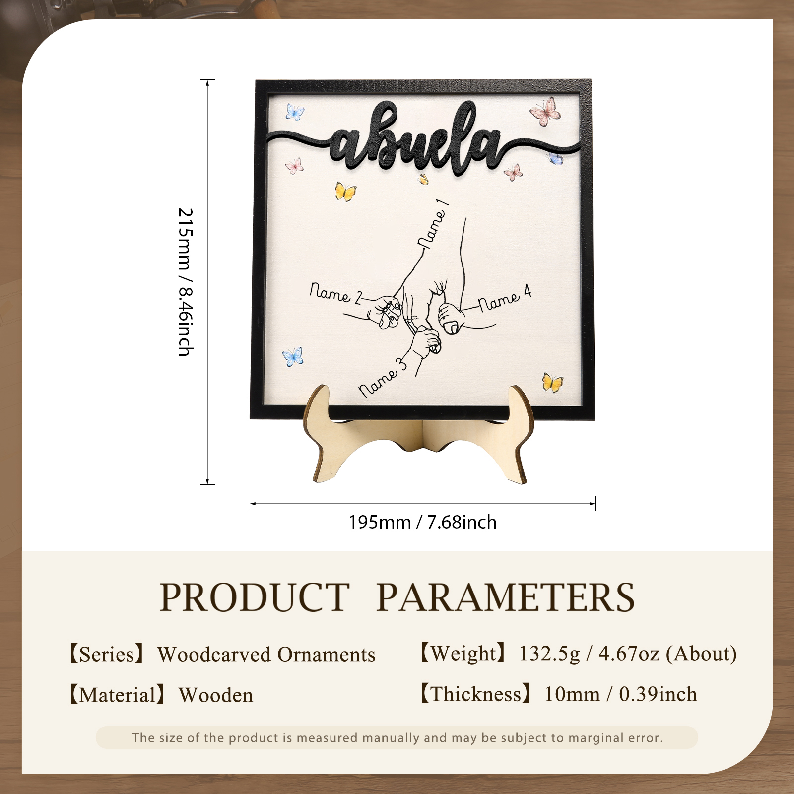 A mi abuela-Adorno 2-7 nombres personalizados decoración de madera mano con manitos-Jessemade ES