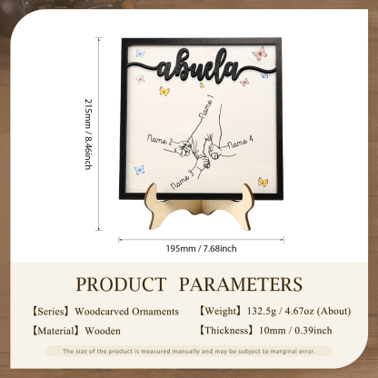 A mi abuela-Adorno 2-7 nombres personalizados decoración de madera mano con manitos-Jessemade ES