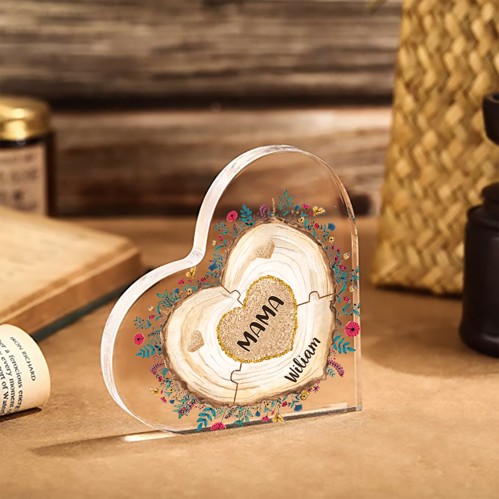 A mi mamá/abuela-Placa de acrílico "Corazones" en forma de corazón 2 nombres personalizados-Jessemade ES