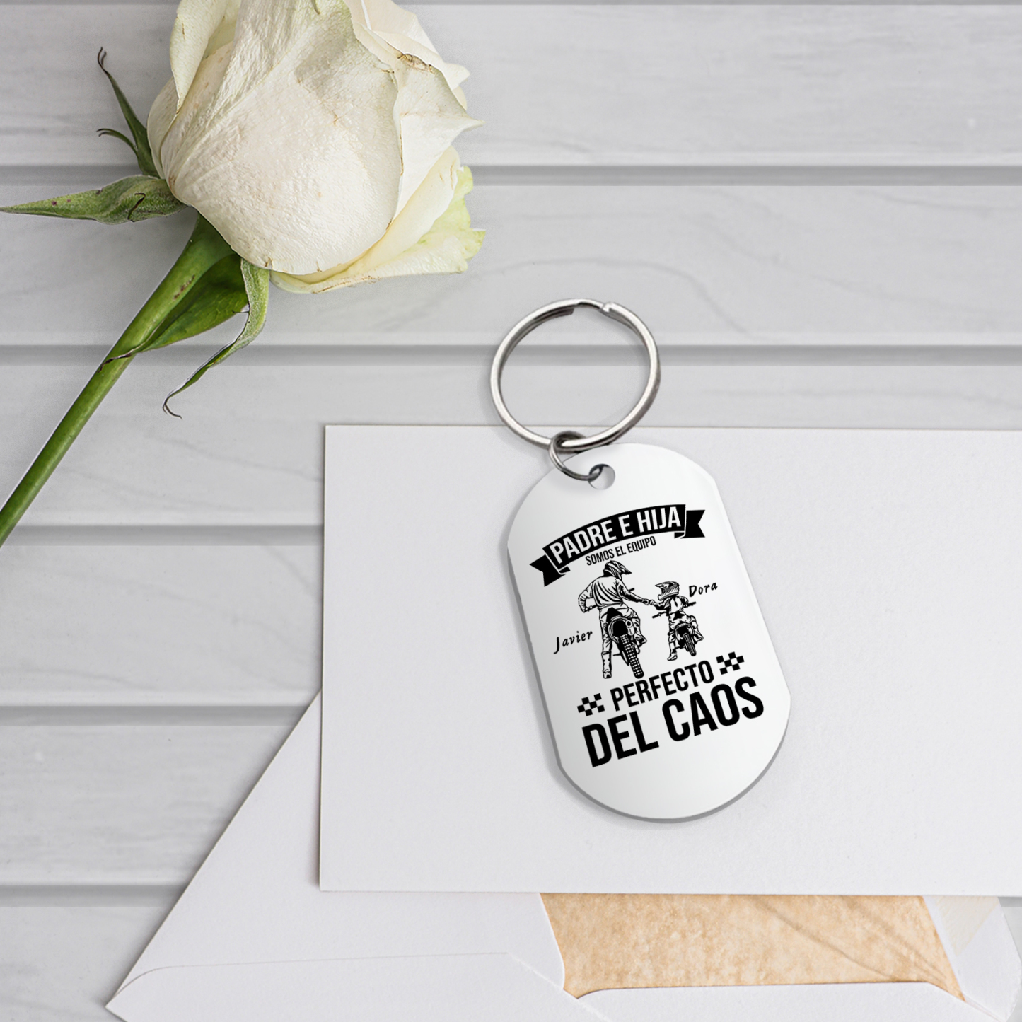 A mi papá-Llavero Personalizado PADRE E HIJA SOMOS EL EQUIPO PERFECTO 2 Nombres-Jessemade ES
