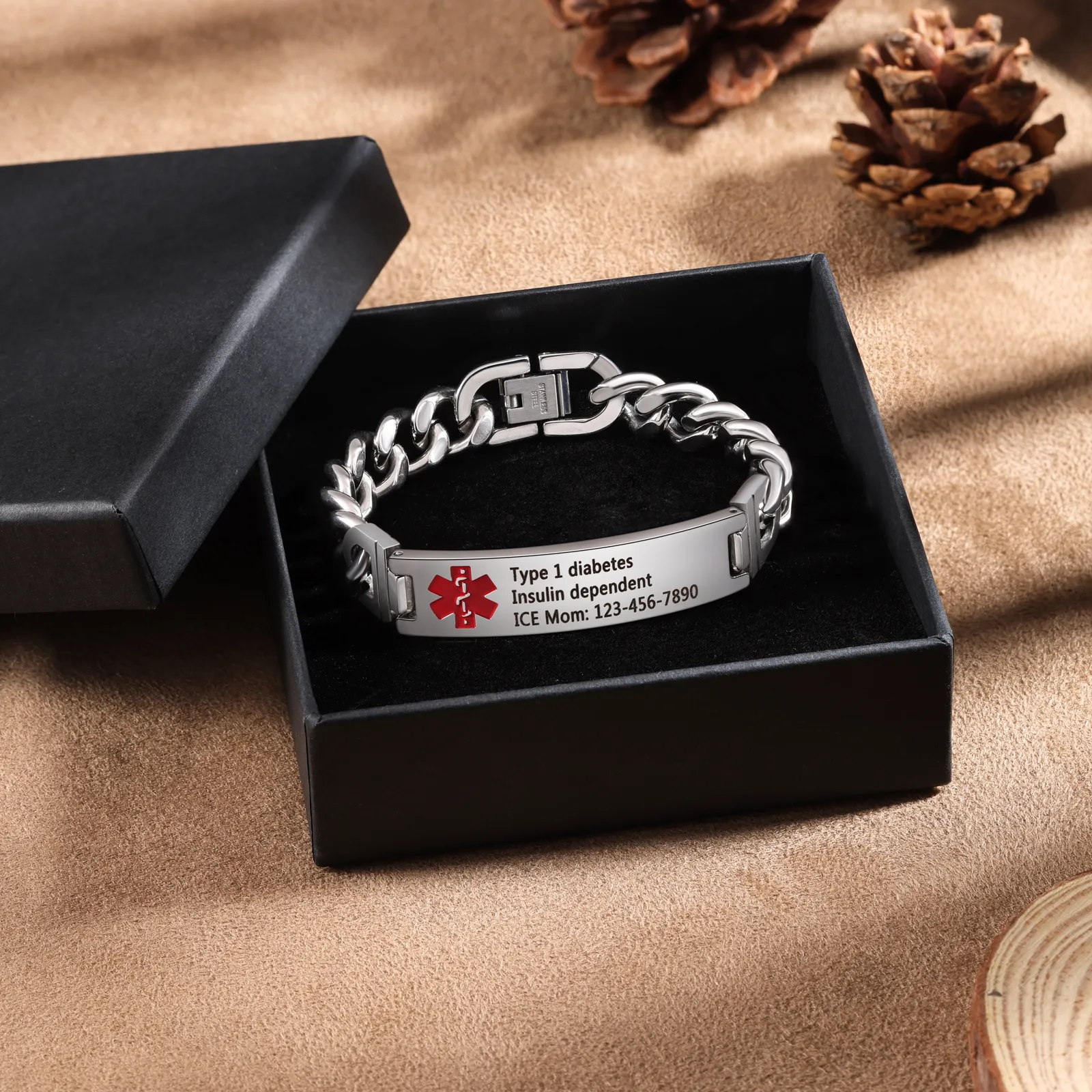 Pulsera de identificación médica personalizada, regalo práctico para papá, mamá, abuelo, abuela, amigo | Jessemade