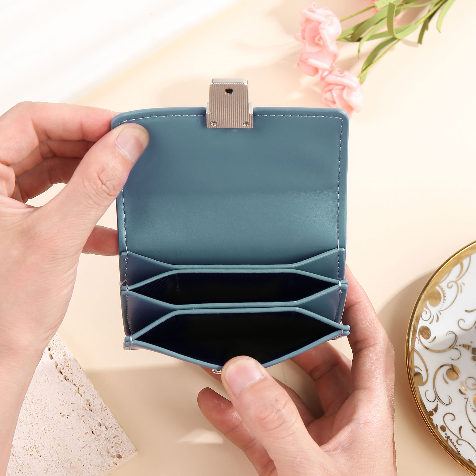 Cartera, billetera con 1 texto y 1 foto personalizados monedero clásico para mujer-Jessemade ES