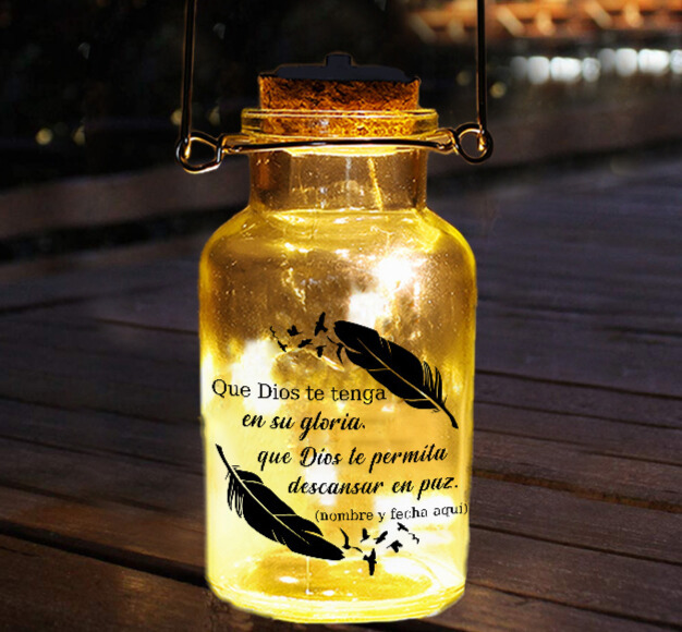 Botella de Lámpara Conmemorativa con texto personalizado con nombre y fecha a ser querido-Jessemade ES