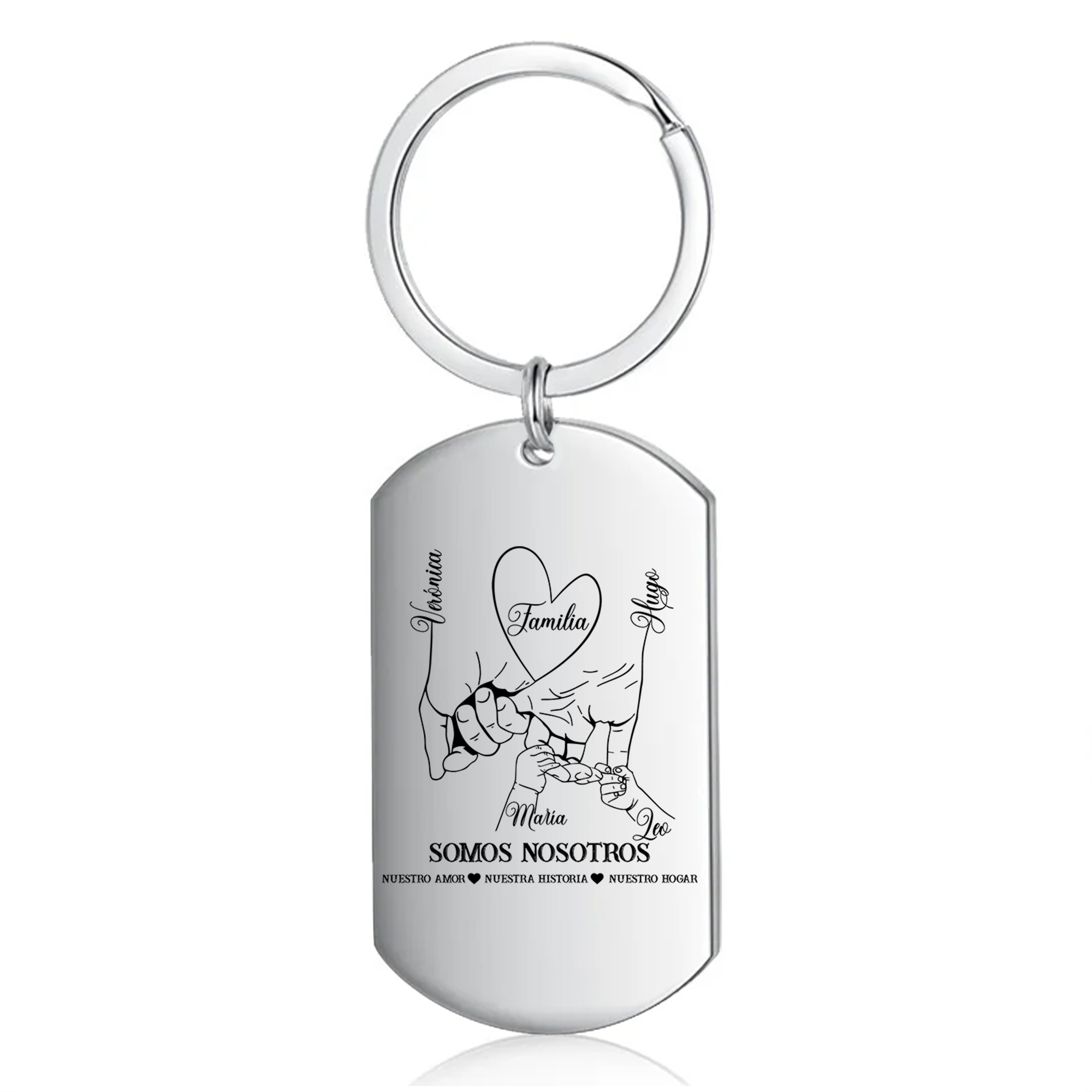 A familia-Llavero 2-6 Nombres Personalizados MANOS COGIDAS-Jessemade ES