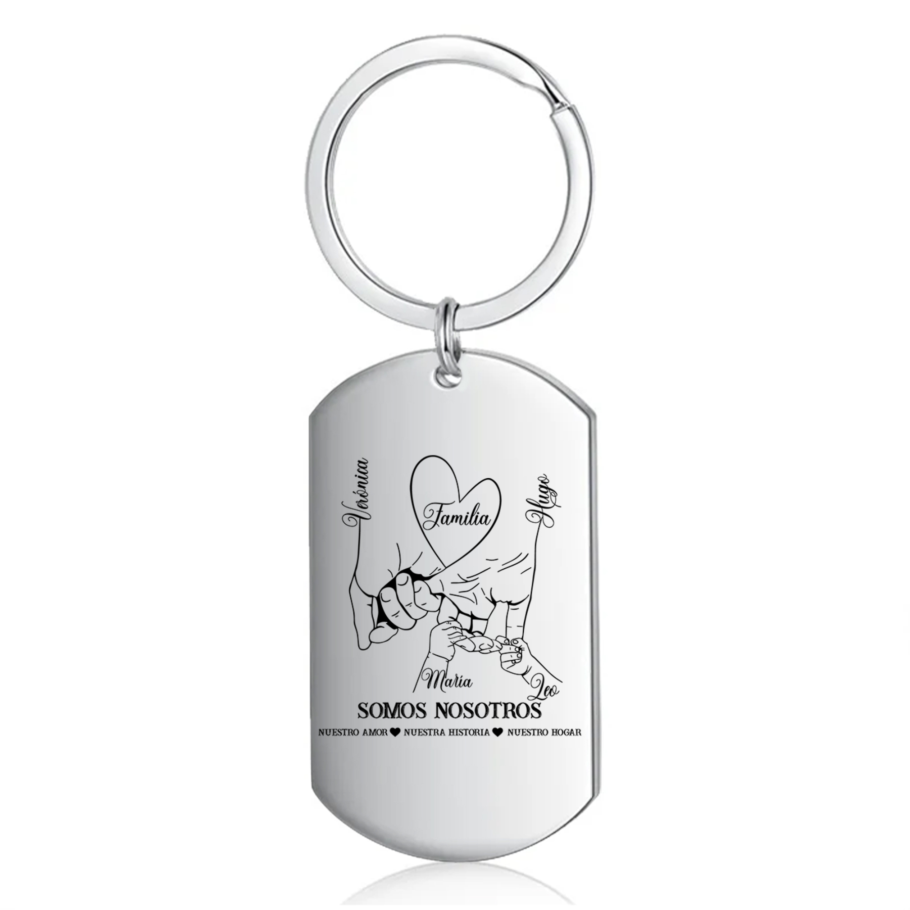A familia-Llavero 2-6 Nombres Personalizados MANOS COGIDAS-Jessemade ES