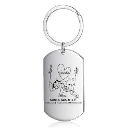 A familia-Llavero 2-6 Nombres Personalizados MANOS COGIDAS-Jessemade ES