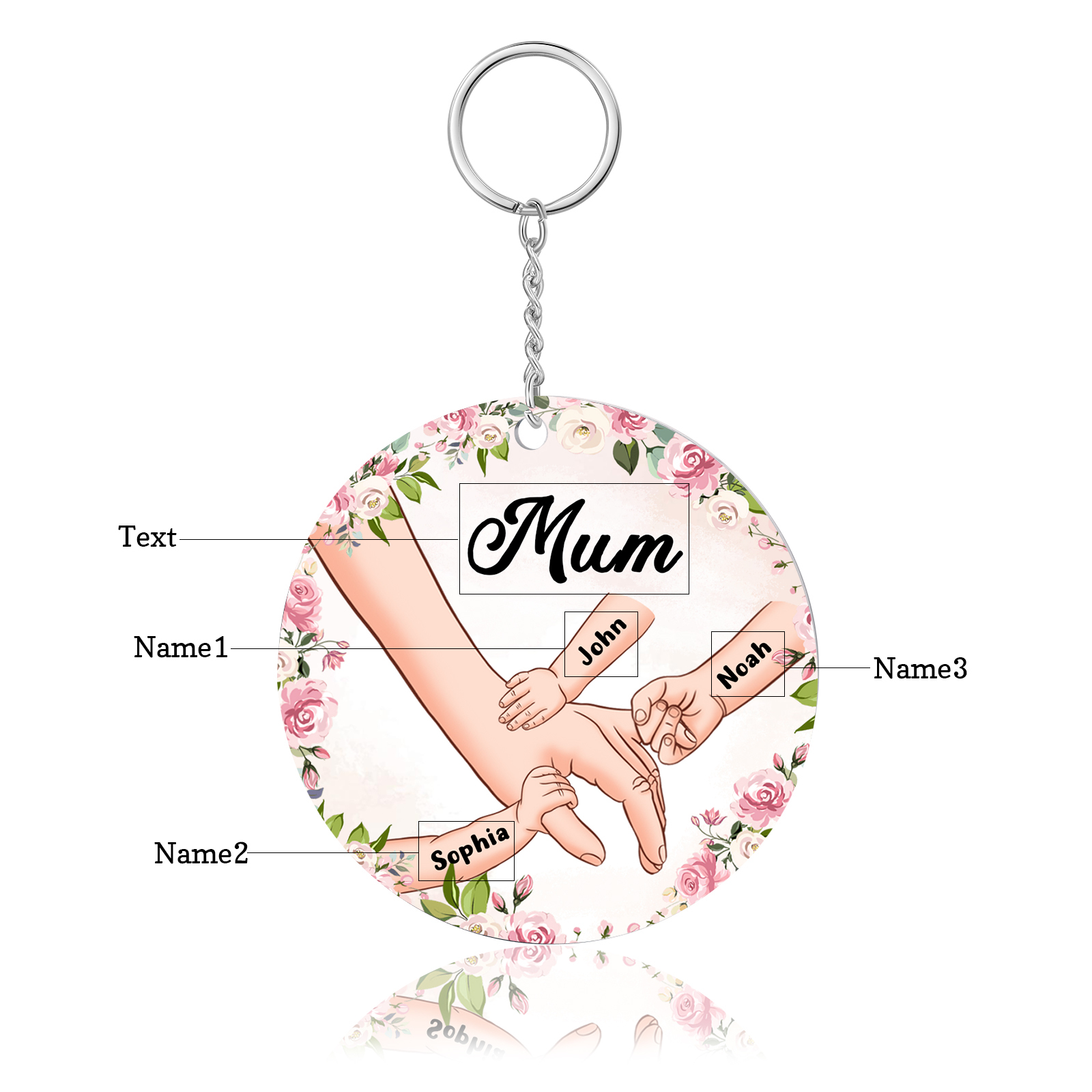 A mi mamá/abuela - Llavero/Colgante 1-6 Nombres y 1 Texto Personalizados de Acrílico-Jessemade ES