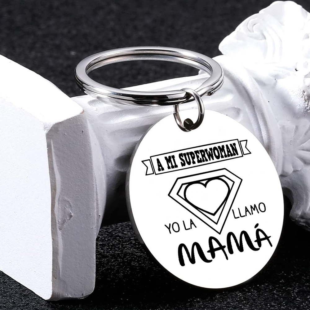 A mi mamá - Llavero de placa redonda "mi superwoman"-Jessemade ES
