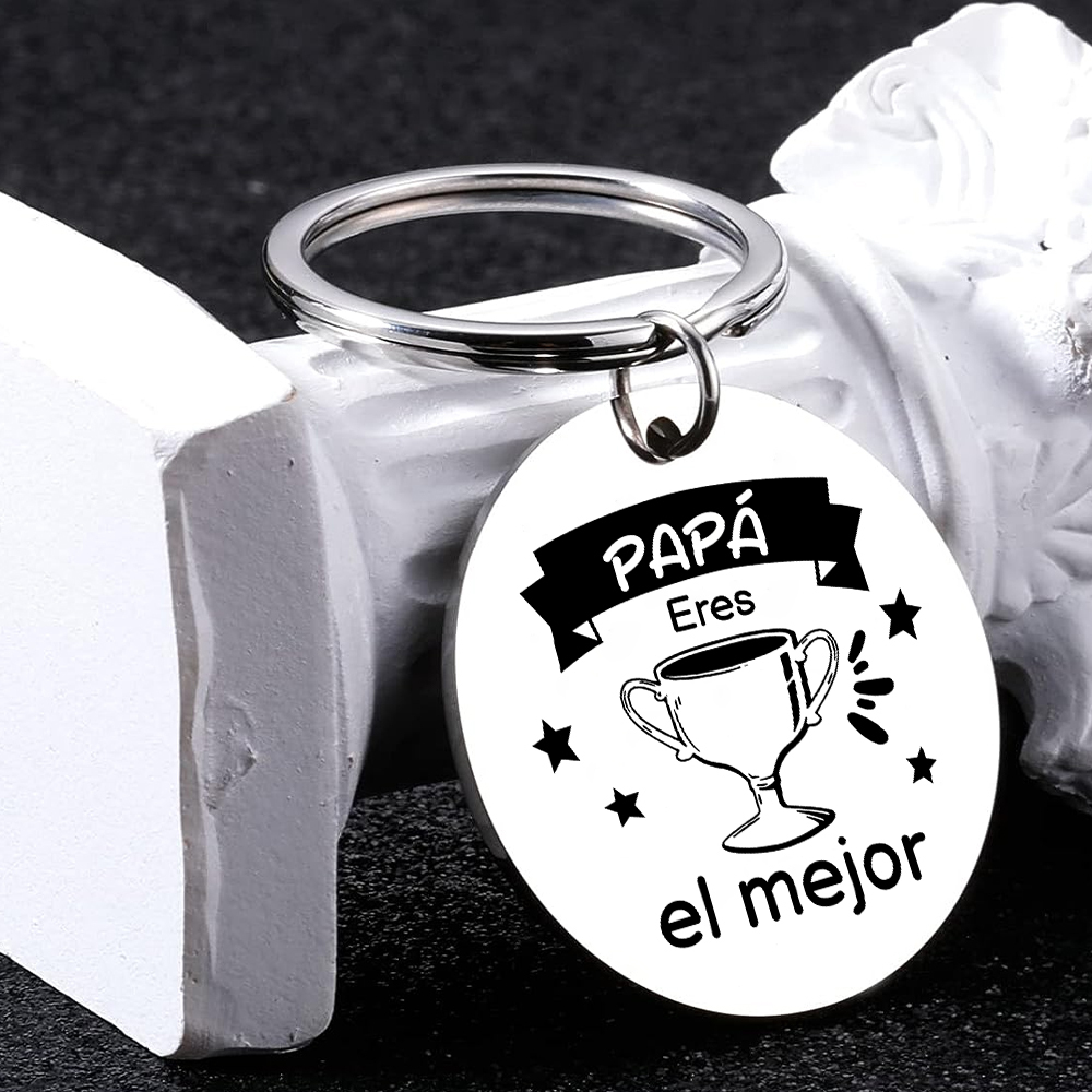 A mi papá-Llavero de placa redonda "Papá eres el mejor"-Jessemade ES
