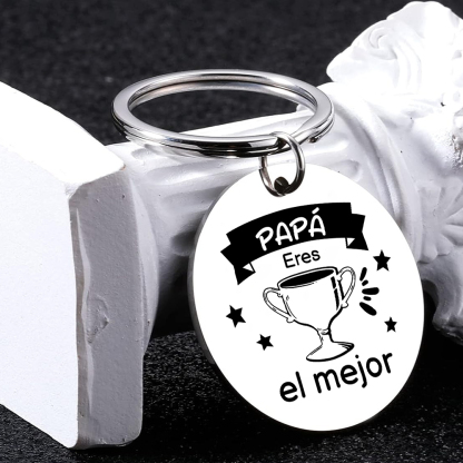 A mi papá-Llavero de placa redonda "Papá eres el mejor"-Jessemade ES