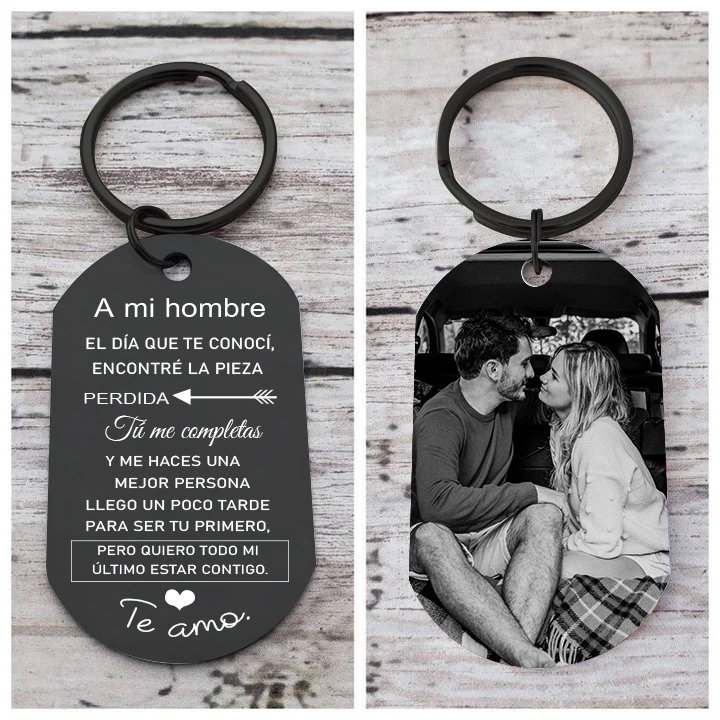 Llavero a mi hombre para pareja "Eres mi pieza perdida" 1 foto personalizada