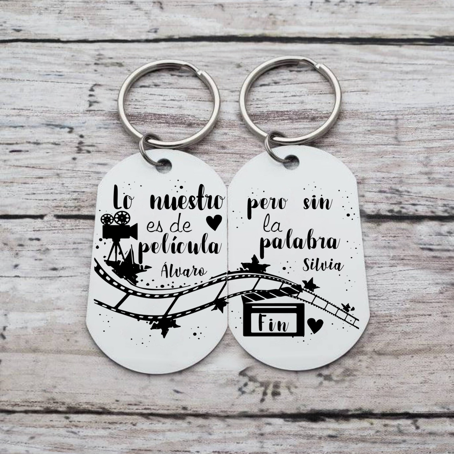 Llavero personalizado con 2 nombres para pareja unidad de llaveros-Jessemade ES