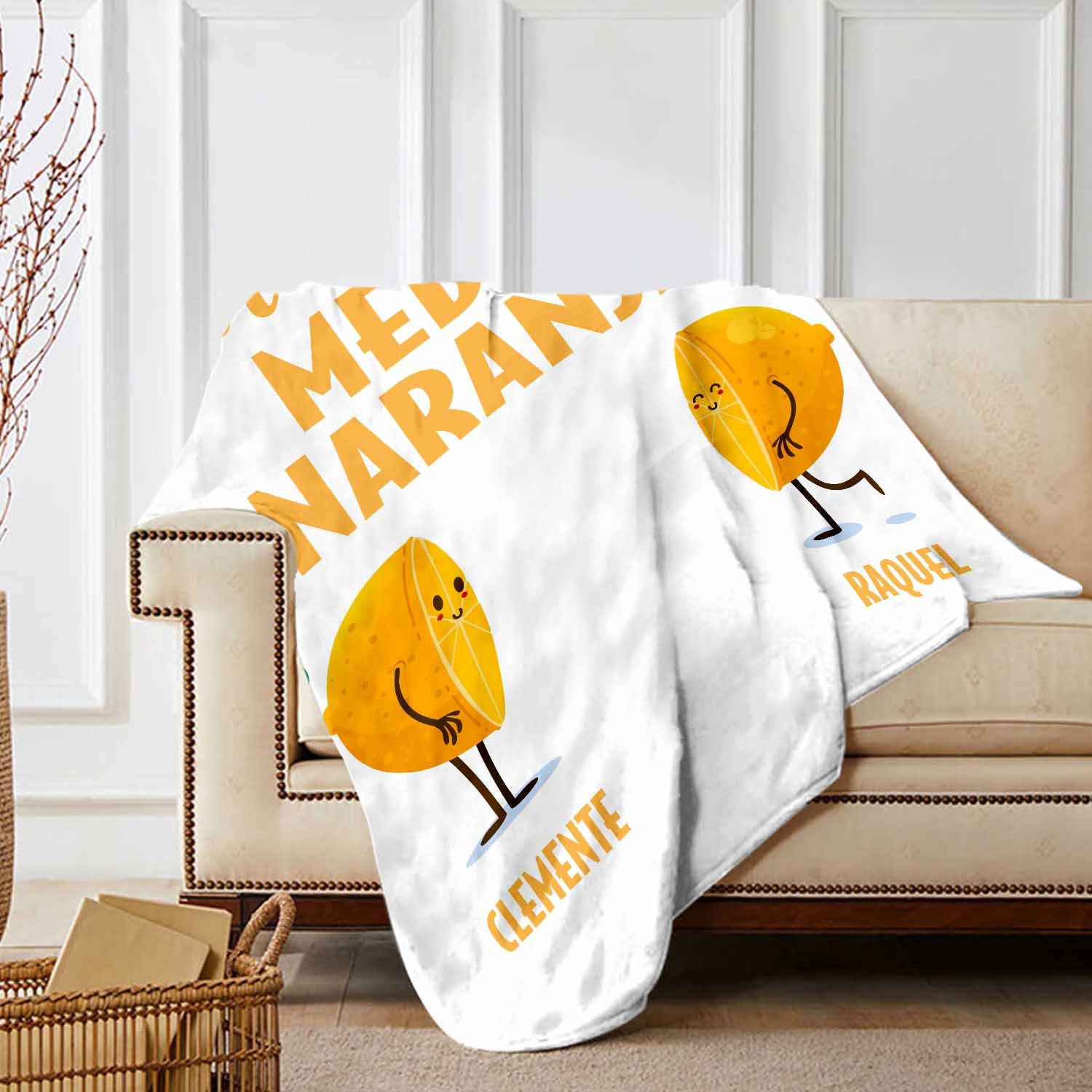 A mi querido/querida - Manta de buen calidad con media naranja y personalizada con 2 nombres-Jessemade ES