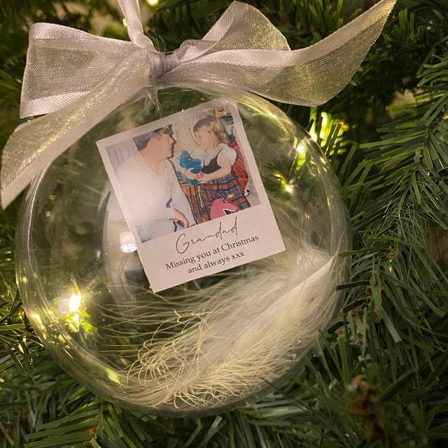 Bola navideña Adorno de Navidad 1 foto y 1 texto  personalizados