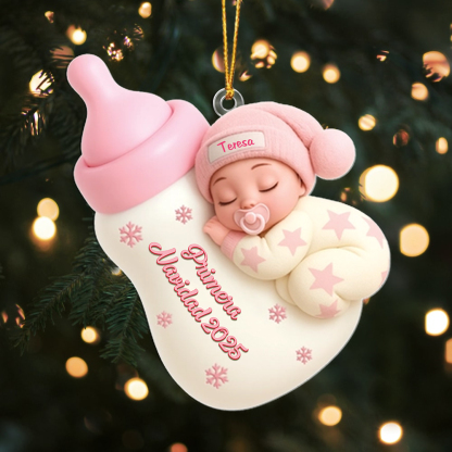 Adorno de Navidad Personalizado Biberón para Bebé – Primera Navidad con Nombre | Jessemade