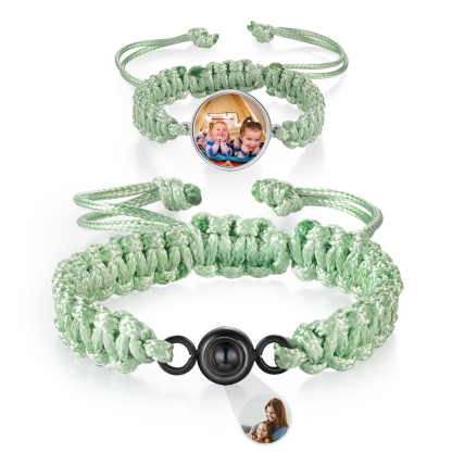 Pulsera de cuerda para familia con 2 fotos personalizadas para padres e hijos-Jessemade ES