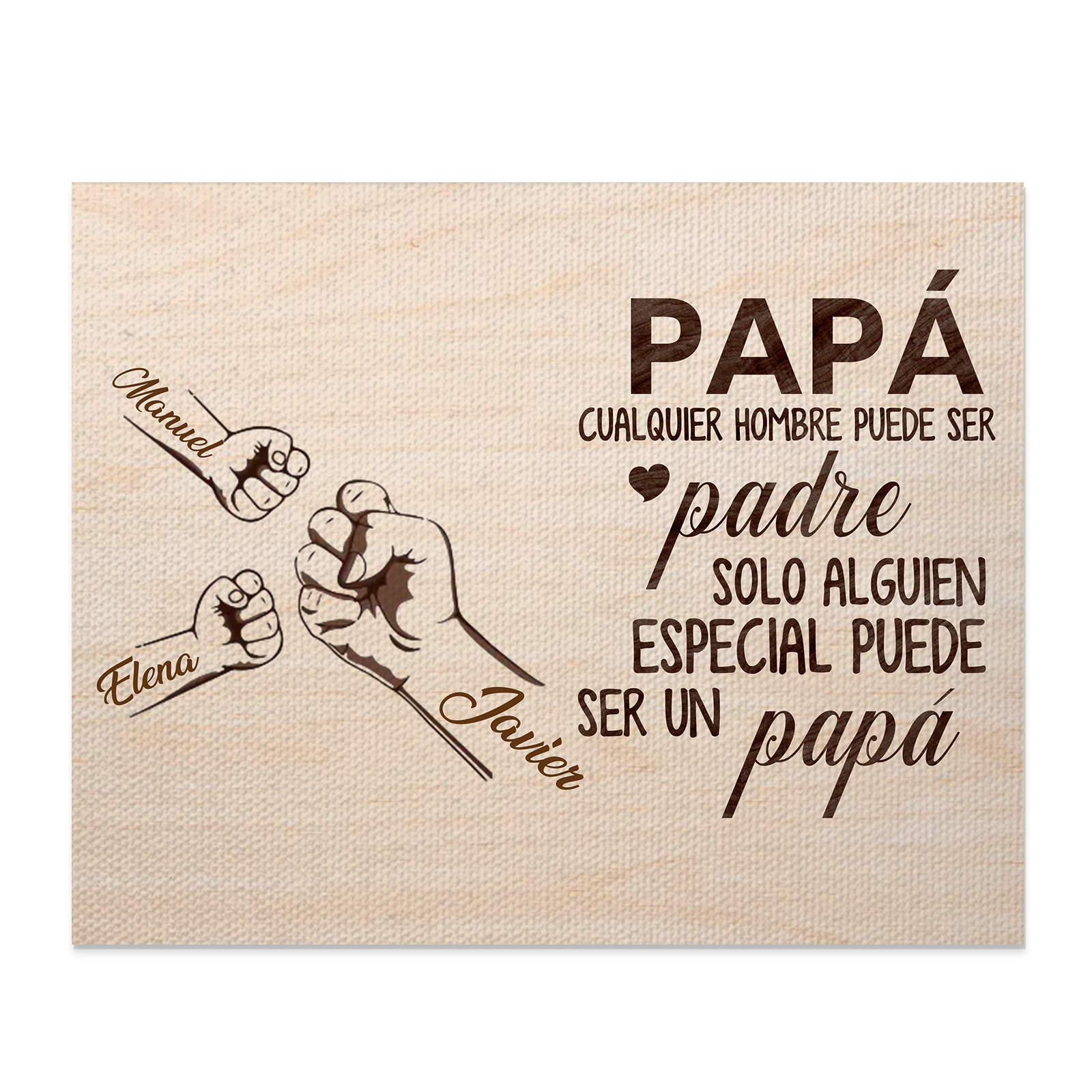 A mi papá - Lámina 2-6 nombres personalizados marco de madera puño con puño-Jessemade ES