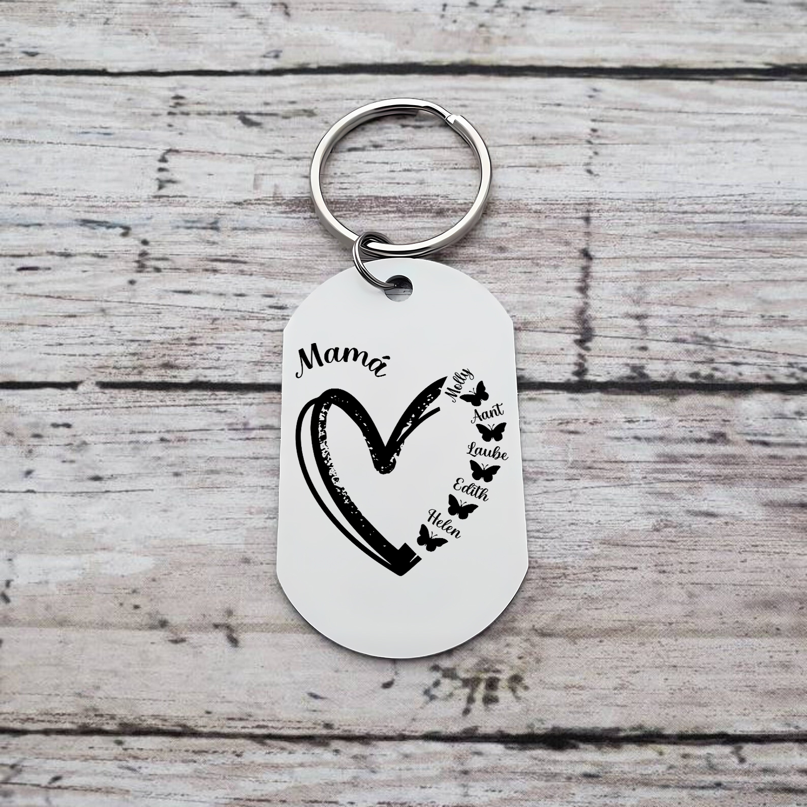 A mi mamá-Llavero 1-6 Nombres Personalizados CORAZÓN Y MARIPOSAS-Jessemade ES