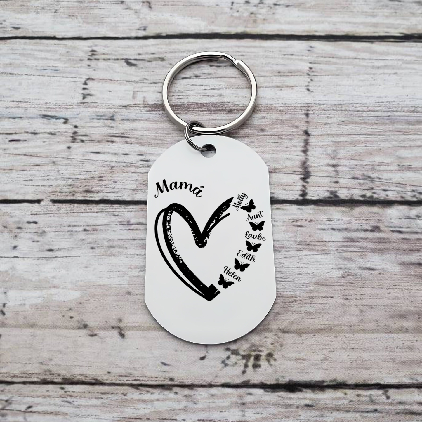 A mi mamá-Llavero 1-6 Nombres Personalizados CORAZÓN Y MARIPOSAS-Jessemade ES