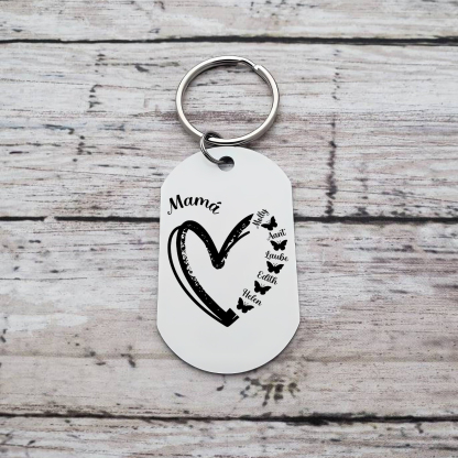A mi mamá-Llavero 1-6 Nombres Personalizados CORAZÓN Y MARIPOSAS-Jessemade ES