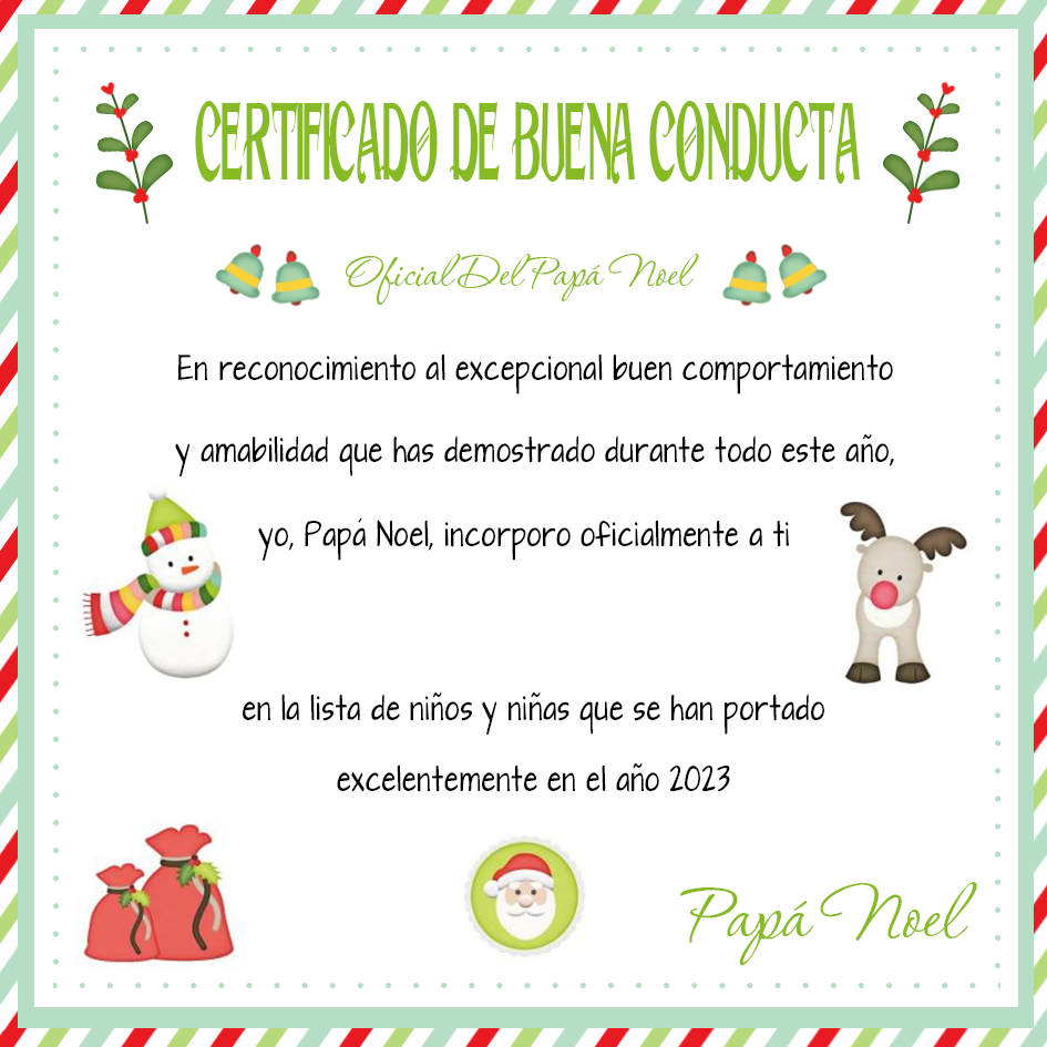 Una tarjeta-Certificado de Papá Noel-Jessemade ES