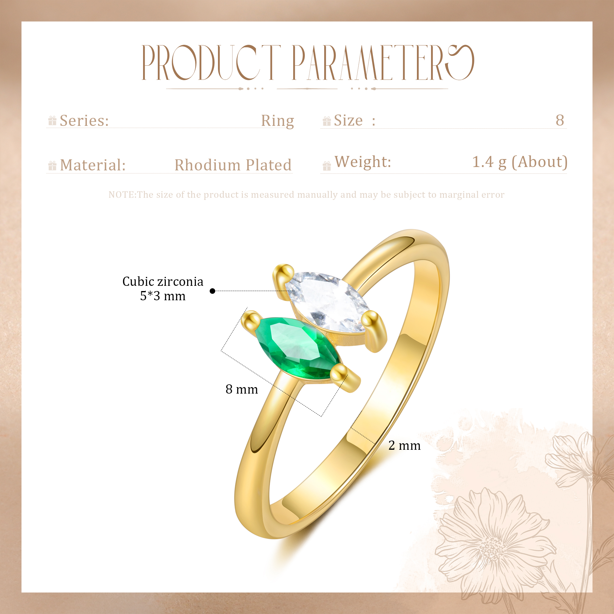 Anillo de zirconias personalizado con 2 piedras de nacimiento anillo familia-Jessemade ES