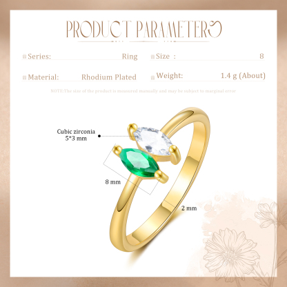 Anillo de zirconias personalizado con 2 piedras de nacimiento anillo familia-Jessemade ES