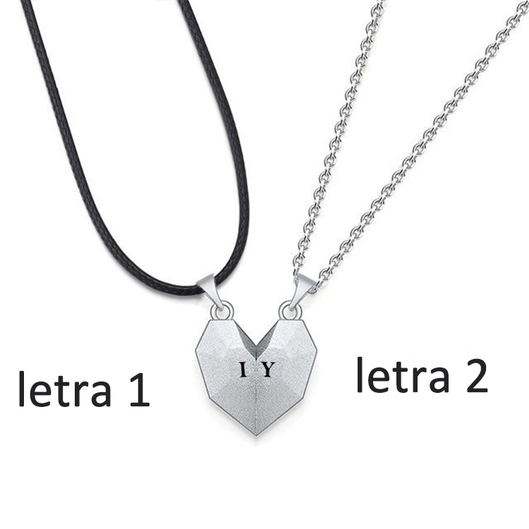 A mi amor-Collares personalizados para pareja con dije de corazón de rompecabezas magnético grabado de dos letras-Jessemade ES