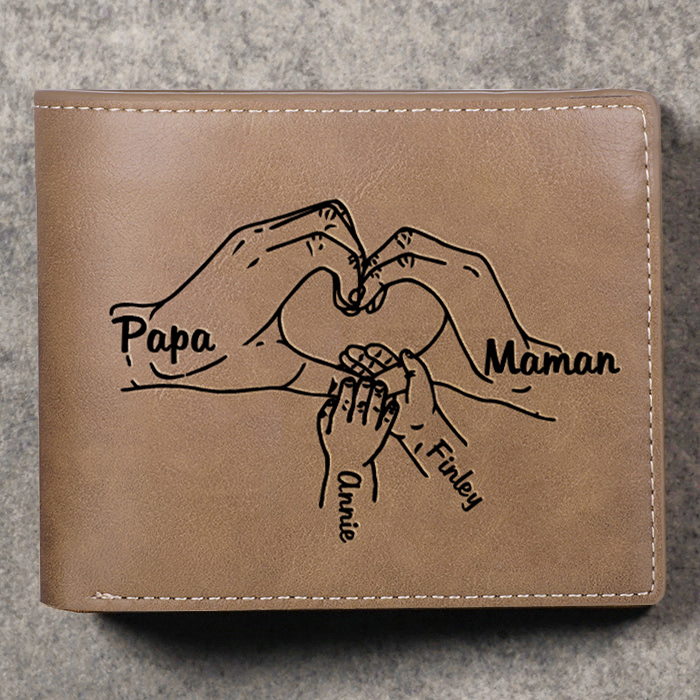 A mi papá-Unidad de llavero y cartera con caja personalizados con 4 nombres y 1 foto-Jessemade ES