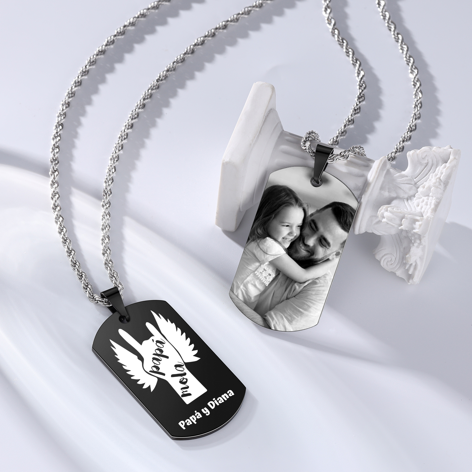 A MI PAPÁ-Collar "papá mola" de placa personalizada con texto y foto-Jessemade ES