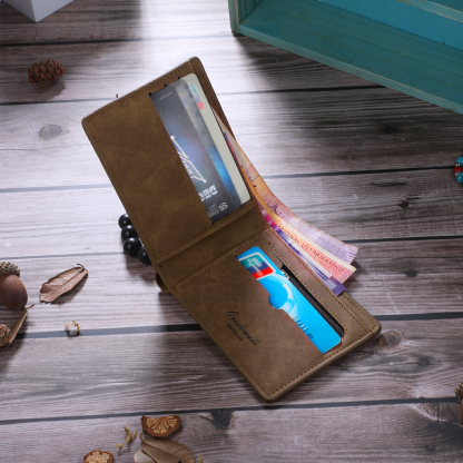 Cartera, billetera con 1 foto y 3 textos personalizados, monedero clásico para hombre